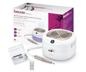 Beurer MP 200 StudioNails Pro estación profesional de manicura/pedicura 3 en 1, cortaúñas eléctrico con lámpara UV/LED y extractor de polvo, apto para uñas de gel y acrílicas, 26.000 rpm, 9 accesorios
