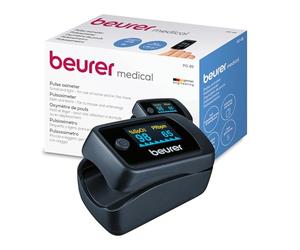 Beurer PO 45 Pulsioxímetro, medición de la saturación de oxígeno (SpO2), la frecuencia cardíaca (pulso) y el índice de perfusión (PI), uso indoloro, pantalla en color