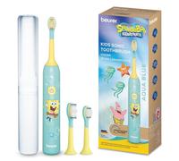 Beurer SC 11 Aqua Blue Bob Esponja cepillo de dientes eléctrico para niños | 2 cepillos de recambio a partir de 3 y a partir de 6 años, cepillo de dientes eléctrico sónico para niños, muy silencioso