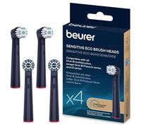 Beurer TB Sensitive Eco Cepillos de recambio para cepillos eléctricos, 4 cabezales para Oral-B, cerdas fabricadas con materias primas 100% renovables, limpieza dental suave, grado de dureza blando
