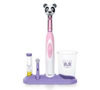 Beurer TB10 Kids Kit de cepillo de dientes eléctrico - Fun Polly The Panda Cap con 2 cabezales de cepillo extrasuaves para ayudar a quitar la placa, temporizador de 2 minutos y taza de enjuague, sin