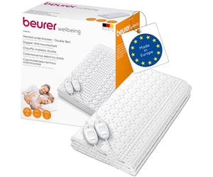 Beurer TS 26 Calientacamas doble, 3 niveles de temperatura, sistema de seguridad, lavable a máquina, 150 x 140 cm