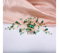 Beusoulover - Peine romántico para el pelo de novia, color verde, esmeralda, diadema de cristal para festivales, bailes, fiestas, novias, damas de honor, (verde)