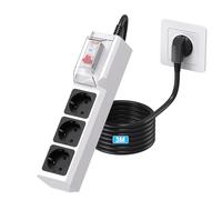 BEVA Enchufes con Interruptor Diferencial, RCD Regleta Enchufe(16A, 4000W) con 3 Tomas, Ladron Enchufe con Cable Alargador de 3M y Protección de Corriente de Fuga de 30mA, Blanco