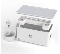 BEVA Regltea Enchufe con Caja Organizadora de Cables, Enchufe Multiple (3680W) con 3 USB-A y 1 USB-C, Regleta Protección Sobretensiones, 2M Cable, Blanco