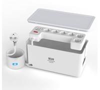 BEVA Regltea Enchufe con Caja Organizadora de Cables, Enchufe Multiple (3680W) con 3 USB-A y 1 USB-C, Regleta Protección Sobretensiones, 2M Cable, Blanco