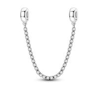 BEVALY Abalorio de cadena de seguridad de tenis para pulseras y collares, cuentas de plata de ley 926, regalo de joyería para mujeres y amigas