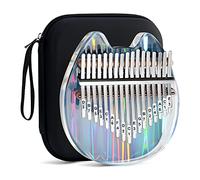 Beveetio Piano de pulgar Kalimba transparente con funda protectora EVA, cristal transparente Kalimba de 17 teclas, instrumentos musicales regalos para niños, piano de dedo en forma de gato, mbira