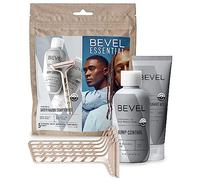 Bevel Essentials - Kit de iniciación de maquinilla de afeitar desechable para hombre, incluye 5 cuchillas de afeitar de acero inoxidable de doble cara, gel de afeitado transparente y crema de control
