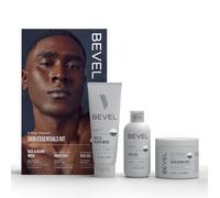 Bevel Juego de cuidado de la piel para hombres: incluye lavado facial con aceite de árbol de té, almohadillas exfoliantes de ácido glicólico e hidratante facial ligero, ayuda a tratar manchas, golpes