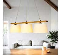 BEVERELY Lámpara colgante de tela blanca A: 90 cm 3 focos 3x E27 Lámpara de techo de estilo escandinavo ideal encima de la mesa de comedor