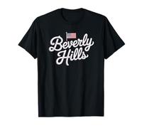 Beverly Hills - Letras Retro con diseño de Bandera Camiseta