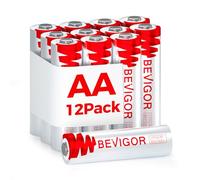 BEVIGOR 12 Baterías AA Litio, 3000mAh 1.5V Gran Capacidad, Baterías AA No Recargables, Ideales para Electrodomésticos Y Sistemas De Seguridad