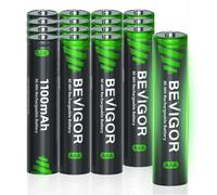BEVIGOR 16 Pilas AAA Recargables Ni-MH 1100mAh 1.2V, Alta Capacidad, Precargadas