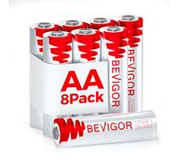 BEVIGOR 8 Baterías AA de Litio, 3000mAh 1.5V Alta Capacidad, Baterías AA no Recargables, para Múltiples Electrodomésticos y Equipos de Seguridad