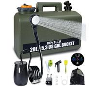 Beviliu Ducha portátil para camping, bomba de ducha recargable de 6000 mAh con tanque de agua de 5.5 galones, IPX8 impermeable, equipo al aire libre, ducha portátil para camping, senderismo, viajes