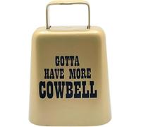 Bevin Bells "Gotta Have More Cowbell" (pequeño) | Color dorado | Campana de vaca de acero | Fabricante de ruido fuerte con asa | Fabricado en CT, Estados Unidos