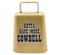Bevin Bells "Gotta Have More Cowbell" (pequeño) | Color dorado | Campana de vaca de acero | Fabricante de ruido fuerte con asa | Fabricado en CT, Estados Unidos