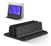 Bewahly Soporte Portátil Vertical Dual, Vertical Soporte para Ordenador Portatil de Aluminio con Base Ajustable para Macbook Pro Air, HP, DELL, Surface, Lenovo y Otros Portatiles, Laptop Stand (Negro)