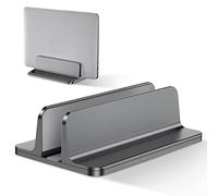 Bewahly Soporte Portátil Vertical, Vertical Soporte para Ordenador Portatil de Aluminio con Base Ajustable para Macbook Pro Air, HP, DELL, ASUS, Surface, Lenovo y Otros Portatiles, Laptop Stand, Gris
