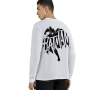 Bewakoof X DC Batman - Camiseta de algodón estampada de gran tamaño para hombre, manga completa, cuello redondo, ropa casual, ropa de calle, camiseta de gran tamaño para hombre de algodón, holgada