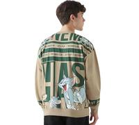 Bewakoof X Tom & Jerry - Sudadera de polialgodón para hombre, ajuste grande, sudadera para hombre, ropa de invierno, Ginger Root-644627, S