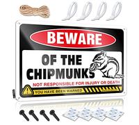 Beware Of Chipmunks Christmas Office Hanging | Arte de pared inapropiado divertido vintage decoración de pared de metal (30 x 40 cm)