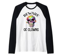 Beware of Clowns Scary Clown Skull Skeleton Rainbow Clown Camiseta Manga Raglan