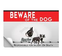 Beware of dog - Adhesivo decorativo para terrier de boston