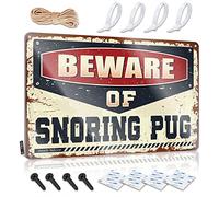 Beware Of Snoring Pug Western Best - Decoración de pared para colgar (20 x 30 cm)