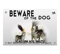 Beware of the dog plastic plate Alaskan Malamute