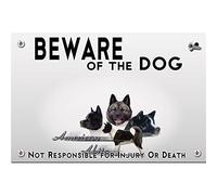 Beware of the dog plastic plate American Akita