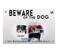Beware of the dog plastic plate australian shepherd
