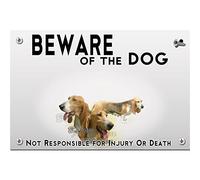 Beware of the dog plastic plate basset arthesian