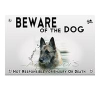 Beware of the dog plastic plate belgian shepherd