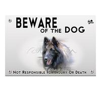 Beware of the dog plastic plate belgian shepherd