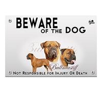 Beware of the dog plastic plate Bullmastiff
