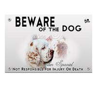 Beware of the dog plastic plate Clumber Spaniel