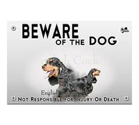Beware of the dog plastic plate English Cocker Spaniel