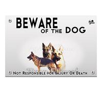 Beware of the dog plastic plate german shepherd