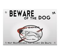 Beware of the dog plastic plate german shepherd