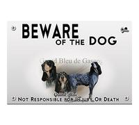 Beware of the dog plastic plate grande azul de Gascaya
