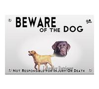 Beware of the dog plastic plate labrador retriever