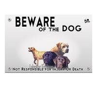 Beware of the dog plastic plate labrador retriever