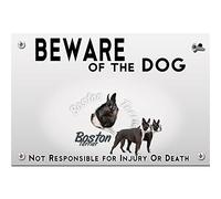 Beware of the dog plastic plate terrier boston