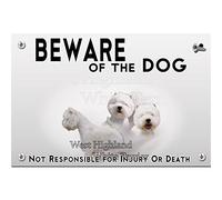 Beware of the dog plastic plate West Highland white terrier