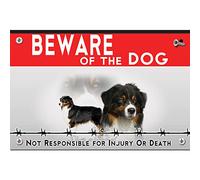 Beware of the dog plastic sign australian shepherd