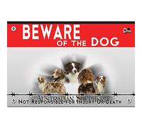 Beware of the dog plastic sign australian shepherd
