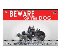 Beware of the dog plastic sign Bouvier des Flandes