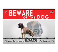 Beware of the dog plastic sign boxer dog dog